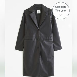 Abercrombie & Fitch Vegan Leather Long-Length Coat
